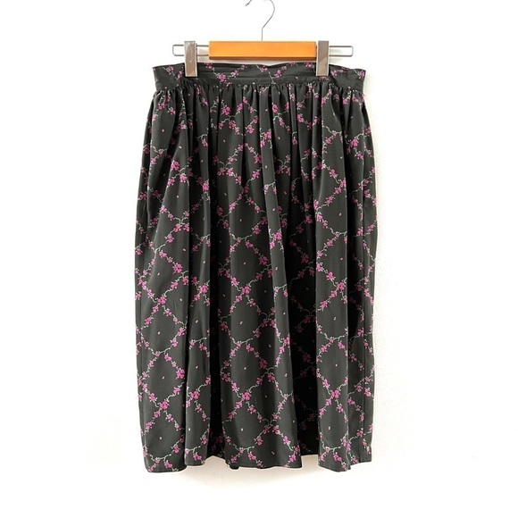 Vintage 80s 90s Ungaro Ter Skirt Floral Vines Flowy Swishy Emanuel Ungaro Spring - Picture 1 of 5
